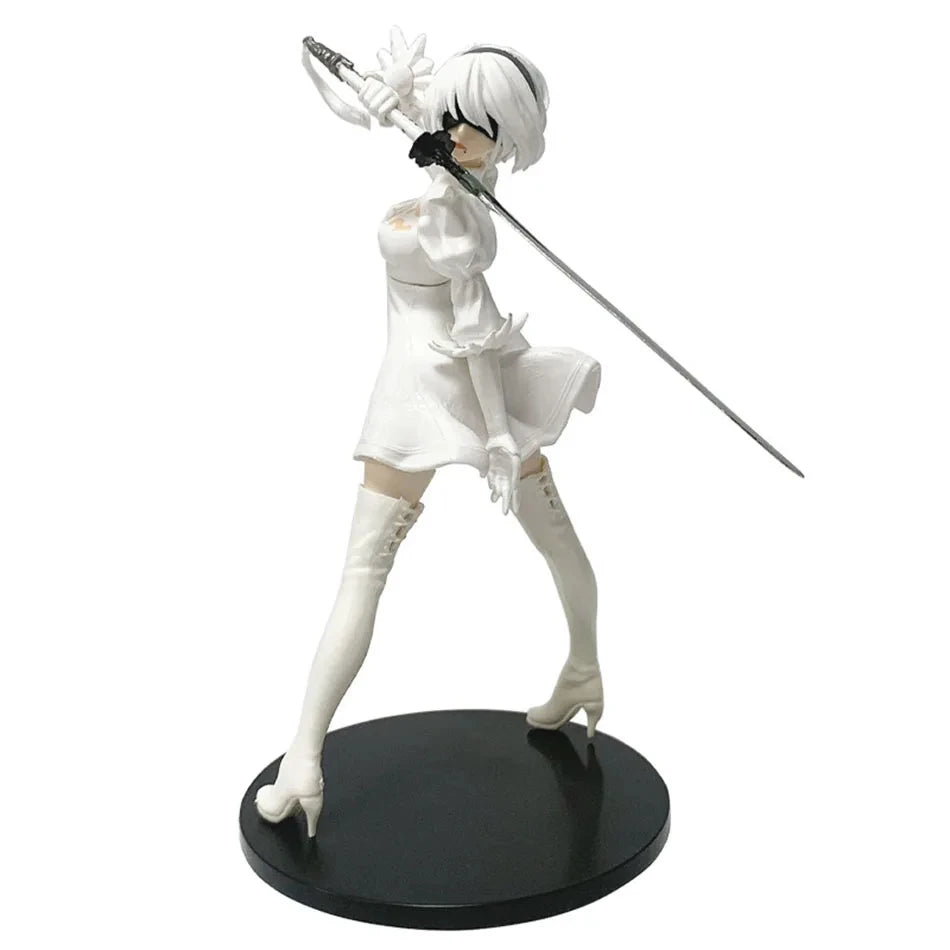 Hot 18CM Yorha 2B Black and White Series Anime Figure PVC Collectible Action Figures Model Doll Statuette Gift