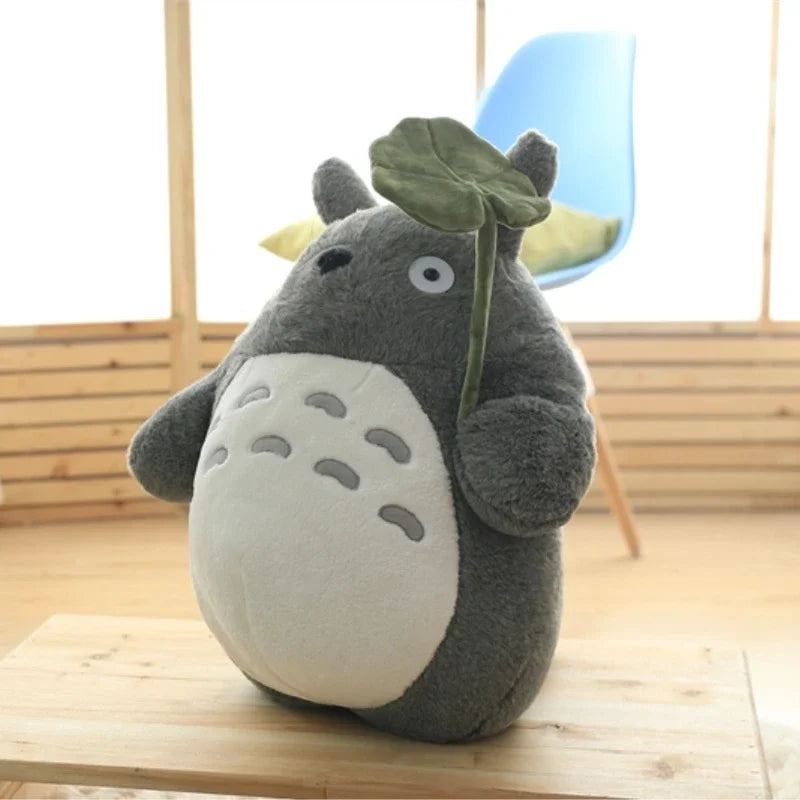 Cartoon Totoro With Lotus Leaf Plush Toy Soft Stuffed Movie Anime Totoro Plushies Throw Pillow Japanese Style Doll Gifts Girl