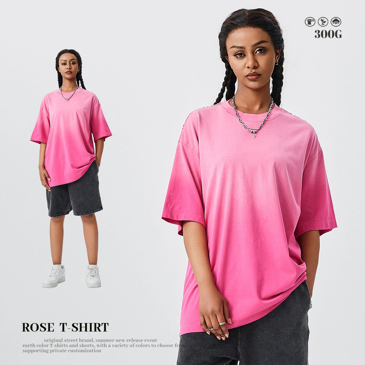 ZODF New Men's Summer Washed Gradient Cotton T-Shirts Unisex Women Retro Distressed 310gsm Ripped T Shirt Brand Tops HY0859
