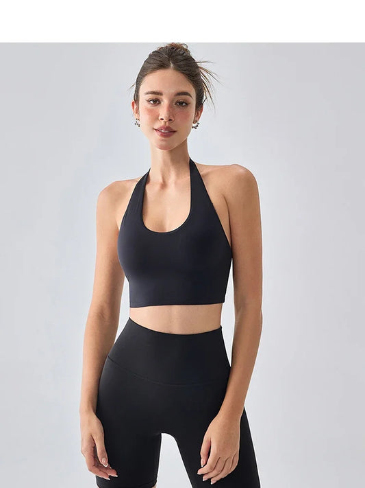 Sexy Sports Bra for Women Halter Yoga Tank Top Seamless Shockproof Push Up Fitness Gym Workout Fast Dry Underwear