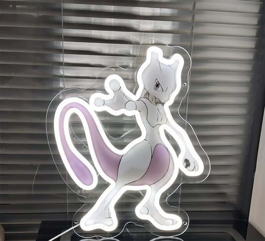 Custom Anime Pokemon Mewtwo Acrylic Neon LED Light Artwork for Home Festival Decor Party Bar Hotel Salon Business Shop,Etc.