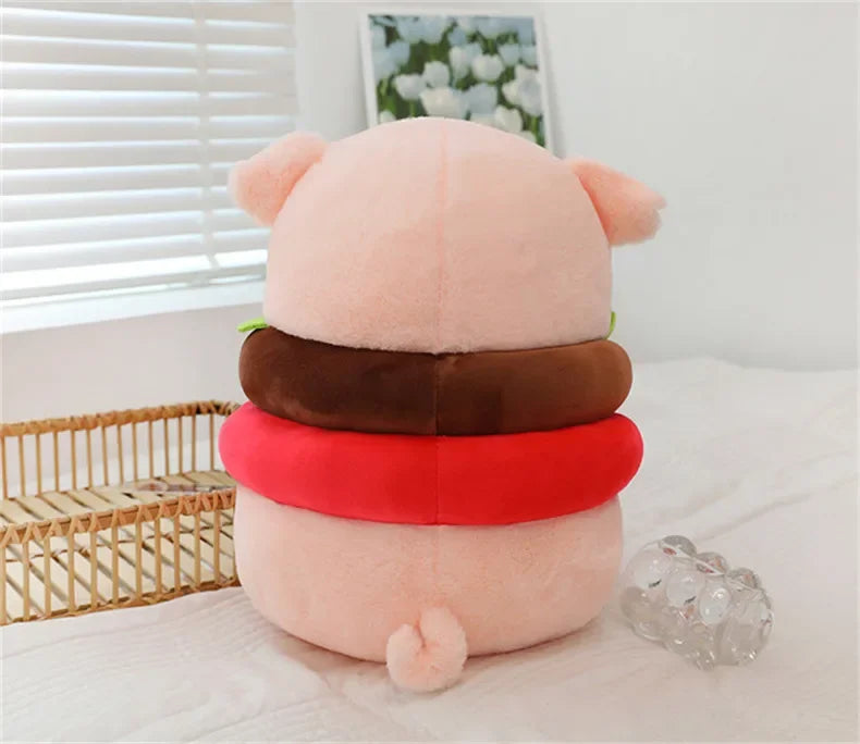 New 50cm Hamburger Pig Plush Toy Fluffty Kawaii Plushie Doll Simulation Pig Doll Anime Cute Stuffed Animals Soft Plush Gift