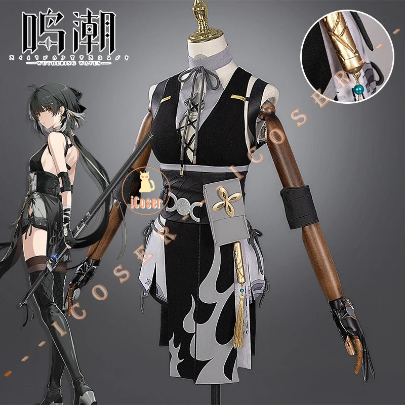 Wuthering Waves Rover Cosplay Costume Wig Female Uniform Bag Main Character Resonator Halloween Party for Women Props Carnival