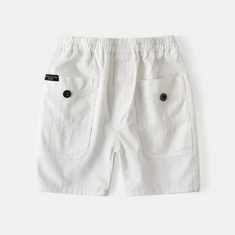 100Cotton Kids Shorts for Boys Toddler 2 to 3 4 5 6 7 8 Yrs 2025 Casual Army Green Children Shorts Cargo Shorts Side Big Pockets