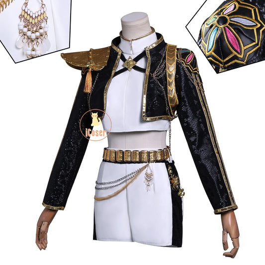 KPop Demon Hunters Rumi Cosplay Costume Black Gold Stage Costume Uniform Huntrix Golden Outfit Halloween Party for Women Girls