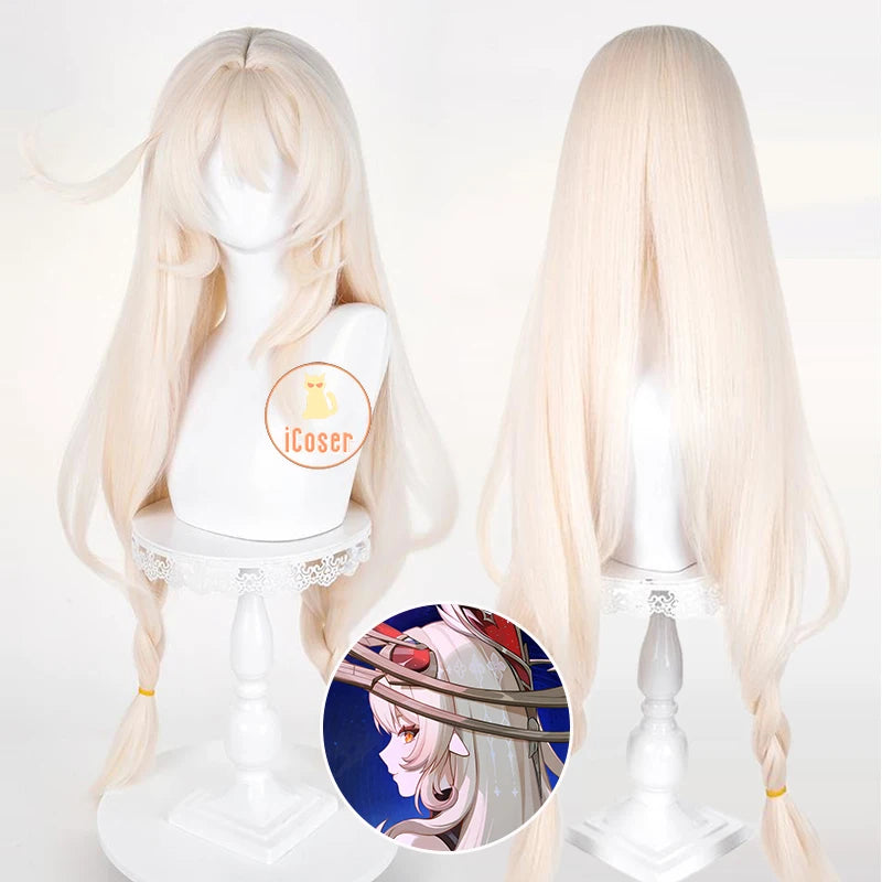 Genshin Impact Alice Cosplay Costume Set with Wig Dress Headwear and Ring for Women Girls Role Play Halloween Party