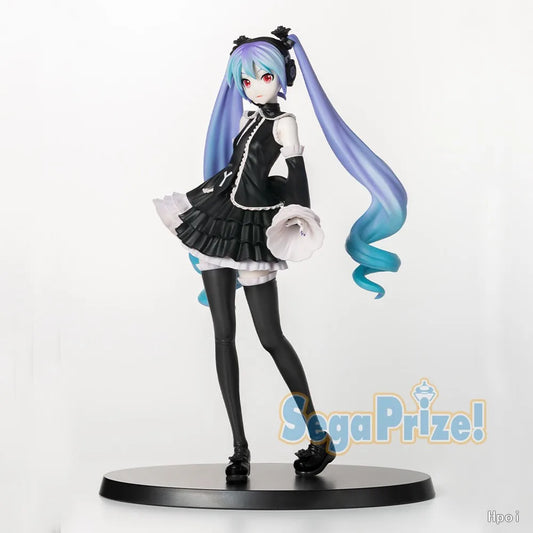 17CM Anime Hatsune Miku Project DIVA Arcade Future Tone Hatsune Miku Black Dress Lolita Model Toy Gift Collection Aciton Figure