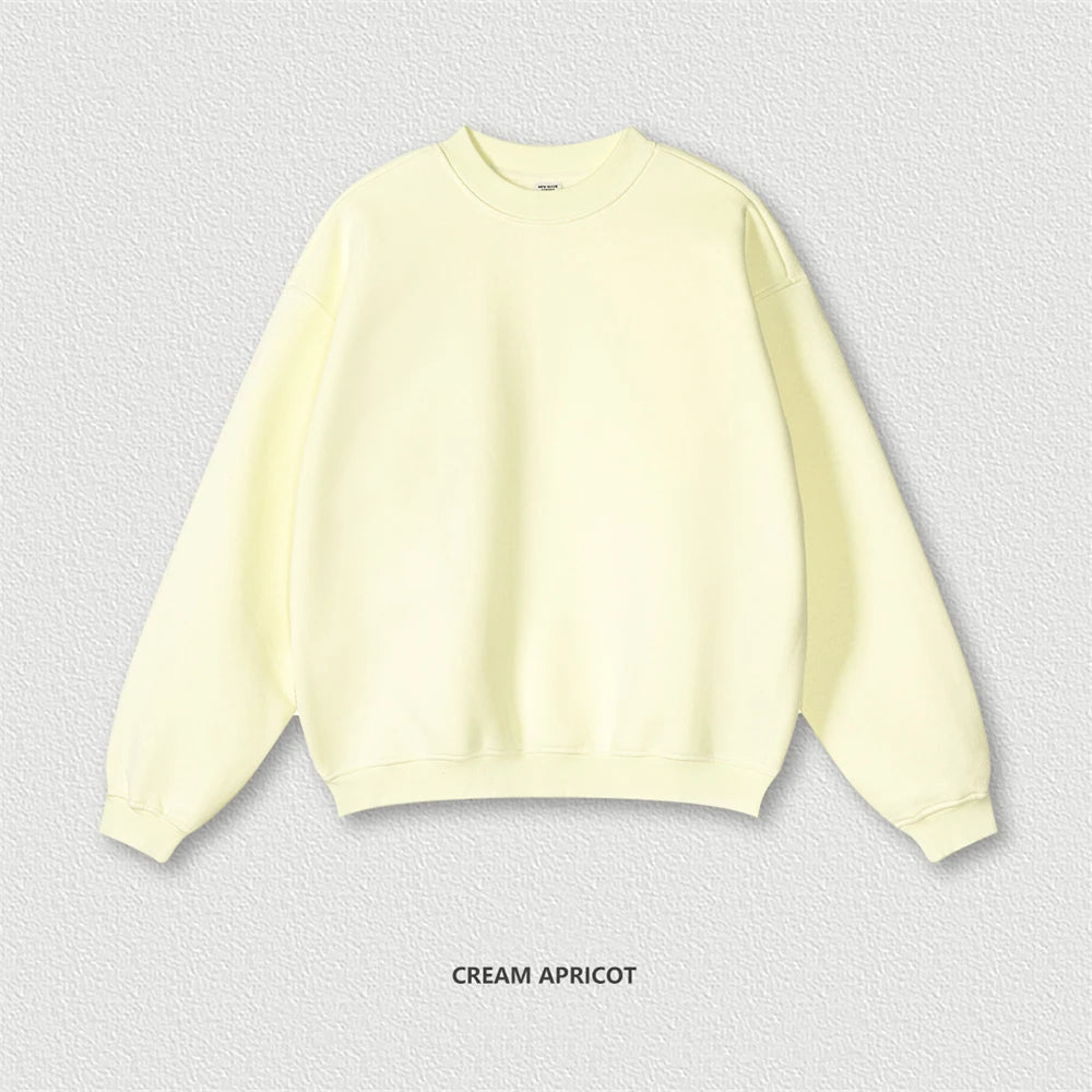 ZODF 2024 Winter Men 345gsm Fleece Sweatshirts Unisex Women Casual Loose Warm Solid O-Neck Pullovers Streetwears HY0865