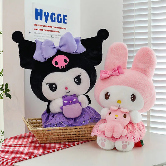 new 45/55/75cm Big Size Kuromi My Melody Sanrio Anime Plush Stuffed Doll Room Decoration Plushies Pillow Ornaments Holiday Gifts