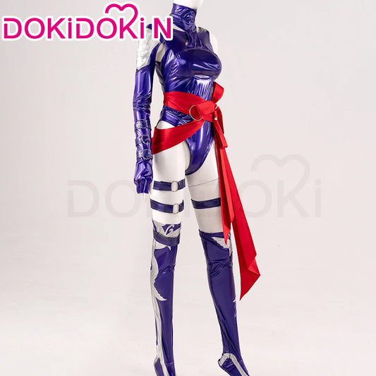 Psylockee Cosplay Costume Game【XS-3XL】DokiDoki-N Women Purple Bodysuit Dress Cosplay Plus Size