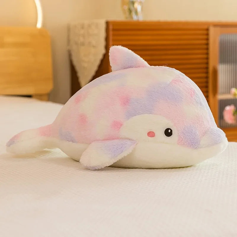50-80cm Kawaii Fantastic Rainbow Colorful Plush Dolphin Stuffed Animals Doll Decoration Birthday Gifts Soft Pillow Children Gift