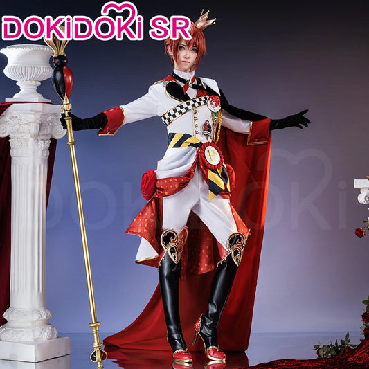 Riddle Cosplay Costume Anime【S-3XL】DokiDoki-SR Men Red King Uniform Halloween Riddle Rosehearts Cosplay Crown Plus Size