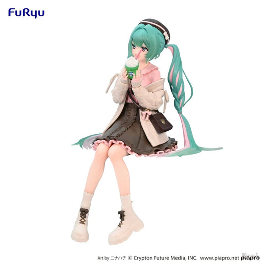 15cm Hatsune Miku Anime Figure Autumn Date Miku Action Figure Kawaii Girl Noodle Stopper Figurine Computer Case Ornaments Model