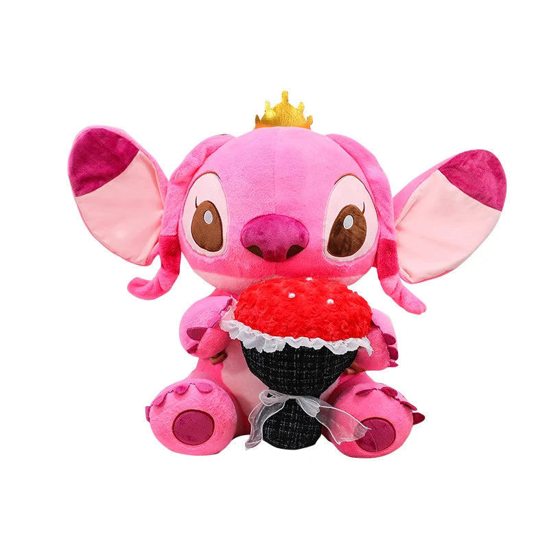 30/70CM Lilo and Stitch Disney Plush Toys Anime Cartoon Stuffed Xmas Rose Bouquet Angel Stich Doll Plushie Kids Birthday Gifts