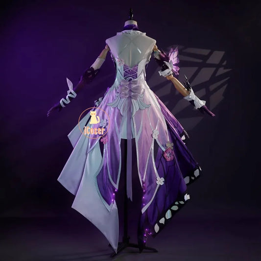 Honkai Star Rail Castorice Cosplay Costume Wig Dress Headwear Earrings Butterfly Props Halloween Party for Women Girls Carnival