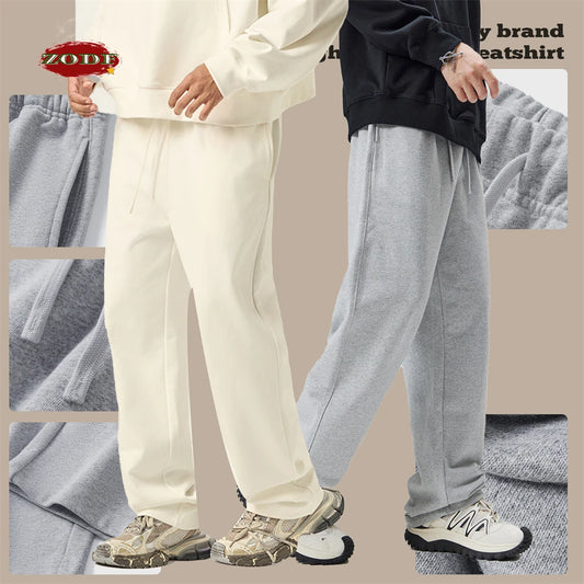 ZODF 2025 Winter Man Basic 420gsm Straight Pants Unisex Loose Clean Fit Sport Trousers Brand Streetwears HY0061