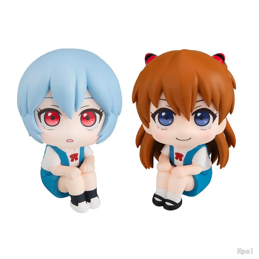 10CM Anime Evangelion Ayanami Rei Figure Souryuu Asuka Langley Look Up EVA Sitting Model Toy Doll Aciton Figure PVC Ornament