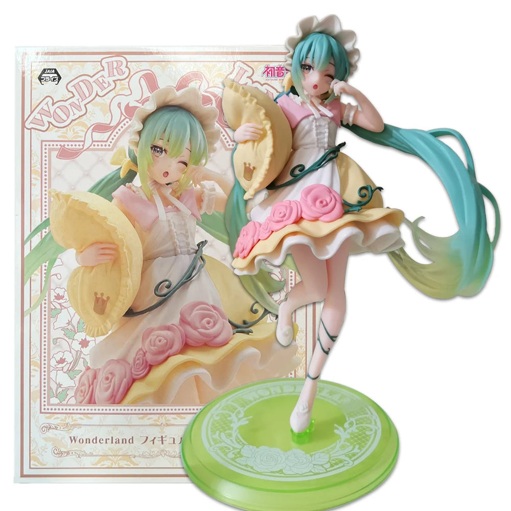 18CM Anime Hatsune Miku Wonderland Figure Sleeping Beauty Pillow Pajamas Dress Up Model Toy Gift Collection Action Figure