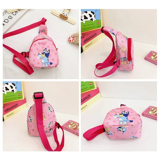Bingo Friends Children'S Bag Cute Bluey Family Kids Chest Bag Kindergarten Cartoon Light Crossbody Bag Halloween Christmas Gift