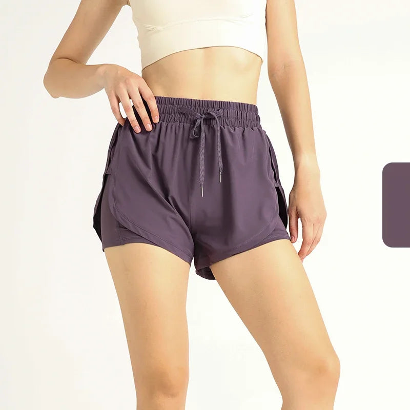 Codex Sports Women’s Lightweight High Waist Loose Yoga Shorts Quick Dry Breathable Athletic Running Outdoor - Purple / S
