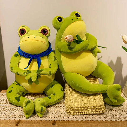 50cm Cute Cozy Frog Plushies Soft Stuffed Animal Funny Frog Toy with Scarf Kawaii Gift For Girl Boy Girlfriend