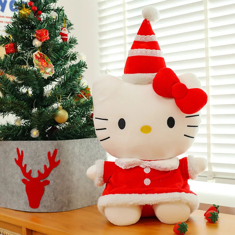 New Sanrio Hallo Kitty Plush Toy Doll Pillow Christmas Kt Cat Plush Toy Cute Hat Kitty Doll Katie Cat Pillow Girl Holiday Gifts
