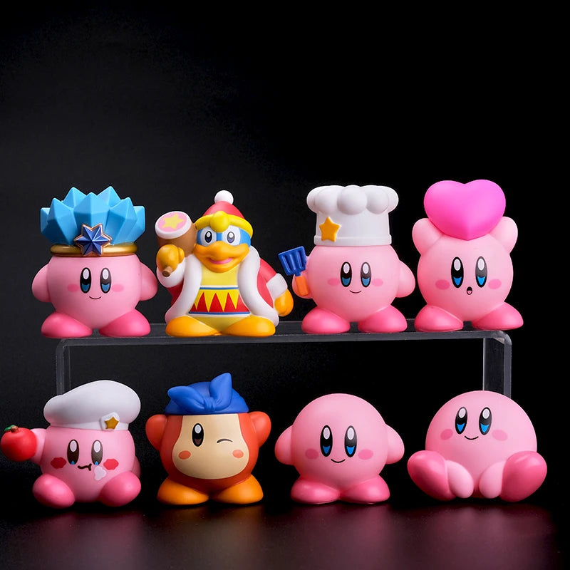 8pcs Star Kirby Anime Figure Set Cute Pink Mini Collectible Toys for Kids Gifts - B-8Pcs
