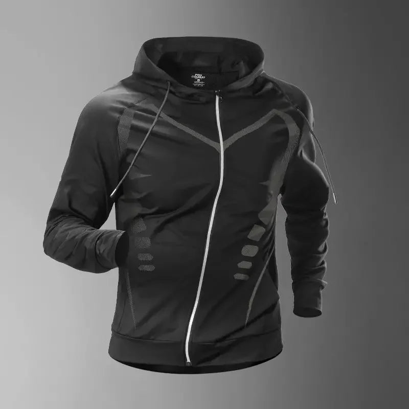 Men’s Quick-Dry Hooded Jacket for Running Cycling Fitness Gym Soccer Basketball Volleyball Badminton – Spring/Autumn