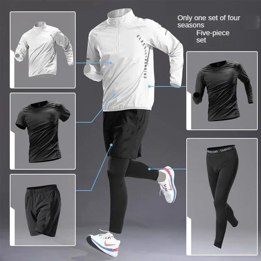Men’s Quick-Dry Autumn Long-Sleeve Zipper Sports Set for Running Cycling Gym and Training