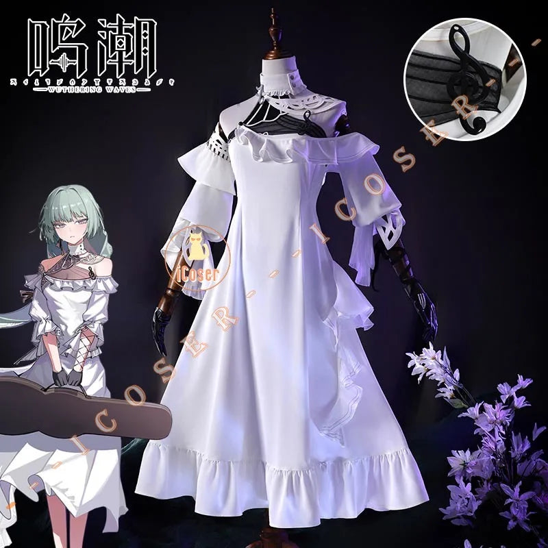 Wuthering Waves Phrolova Cosplay Costume Wig White Dress Fractsidus Carnival Halloween Party for Women Girls Accessory iCoser