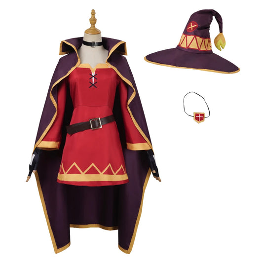 Anime Megumin Cosplay Costume Women Polyester Dress and Wig Set