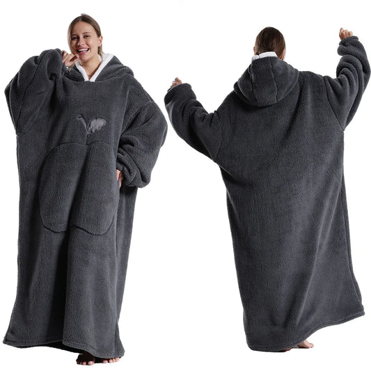 Women Hoodies Autumn Winter Extra Long Oversized Loungewear Clothes Couple Hoody Pajamas Warm Blanket Hoodie Plush Men Homewear