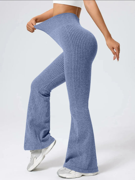 Women’s High-Waist Bell Bottom Pants Sporty Tight Fit Comfortable Elastic Waist Ideal for Exercise and Daily Wear