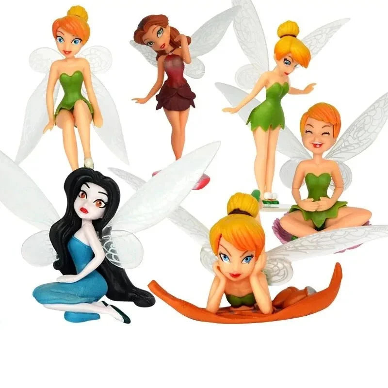 6pcs/set Anime Tinkerbell Fairy Tales Girls Tinker Bell PVC Action Figures Toys