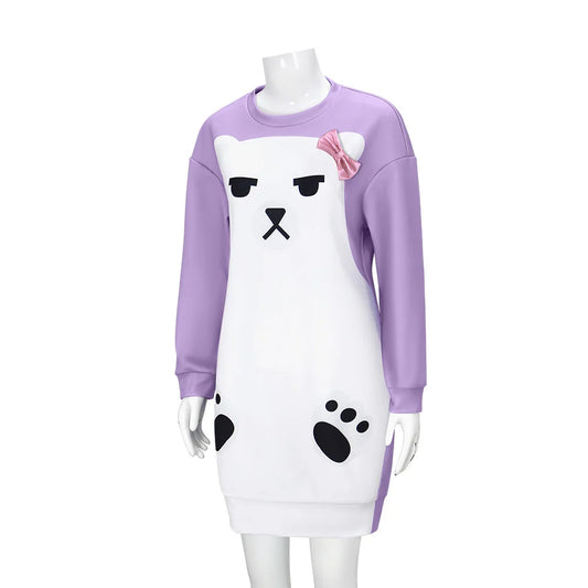 None Mira Light Purple Bear Pajamas Unisex Polyester Set