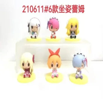 6Pcs/set Cute Mini Anime Figure Re Zero Start Life In Another World Figure PVC Model Doll Toys Japanese Dolls Birthday Gifts
