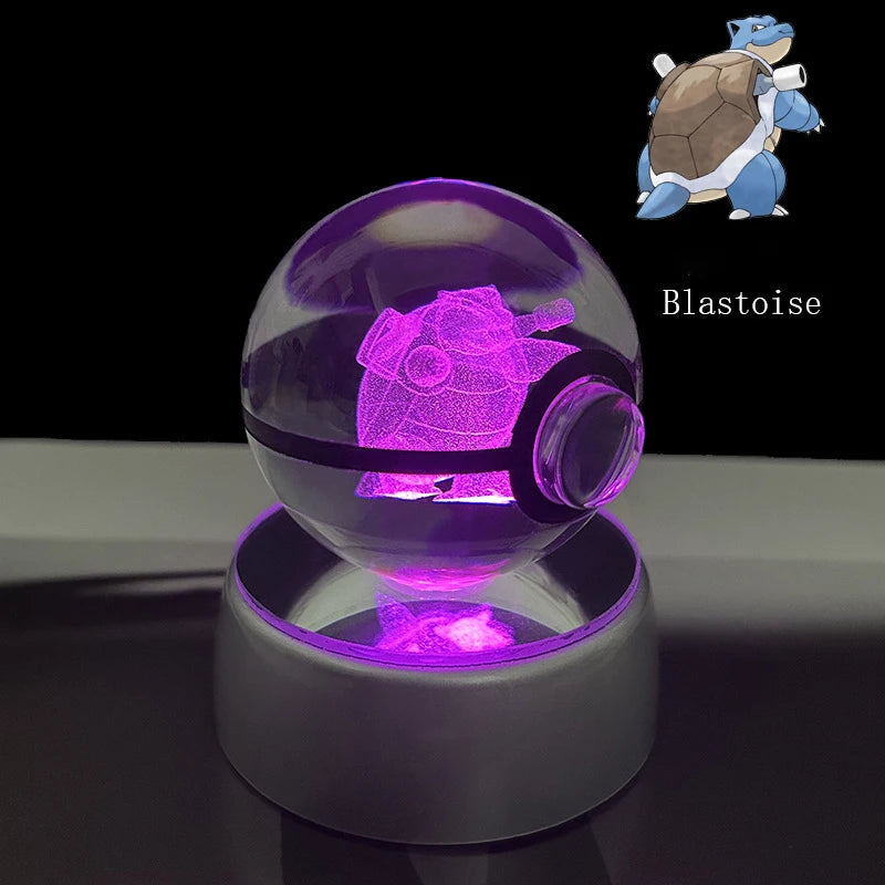 Pokemon 3D Crystal Ball Glastrier Charizard Eternatus Froakie Anime Game Pokeball Led Night Light Base Birthday Gift Home Decora