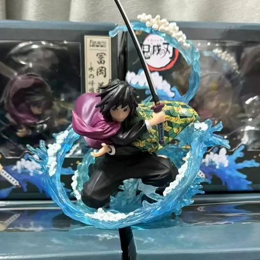 17cm Demon Slayer Anime Tomioka Giyuu Action Figure Water Breathing Statue Figurine Model Collection Room Decora Desk Toys Gift