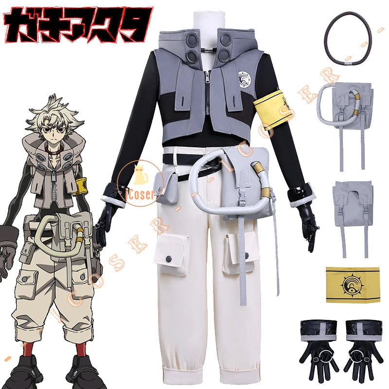 Anime Gachiakuta Rudo Surebrec Cosplay Costume Wig Uniform Jacket Gloves Bag Akuta Cleaners Halloween Party for Women Men iCoser