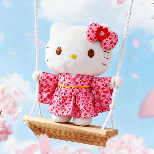 Sanrio Kawaii Hokkaido Japanese Kimono Hello Kitty Plush Toy Cute Sakura Kitten Stuffed Animal Kids Birthday Gift for Children