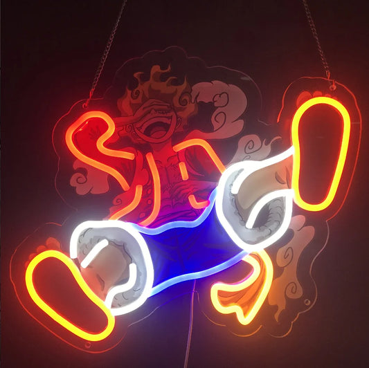 Custom Anime One Piece Luffy Acrylic Neon LED Light Artwork for Home Festival Decor Party Bar Hotel Salon Business Shop,Etc.