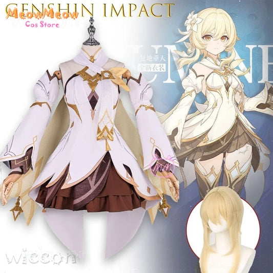 Genshin Impact Lumine Aether Costume Women Polyester Set