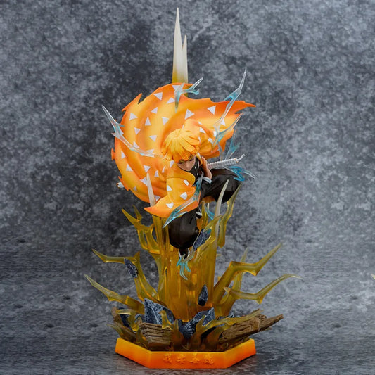 Demon Slayer Figure Agatsuma Zenitsu Double-Headed Luminescable Action Figurine Decoration Model Toys Gift 35cm Anime Statue Pv