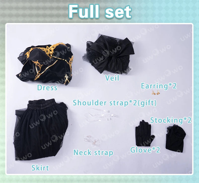 IN STOCK UWOWO CC Cosplay Game Codee Geasss: C.C. CC Black Gown Cosplay Costume Party Dress Halloween Costume