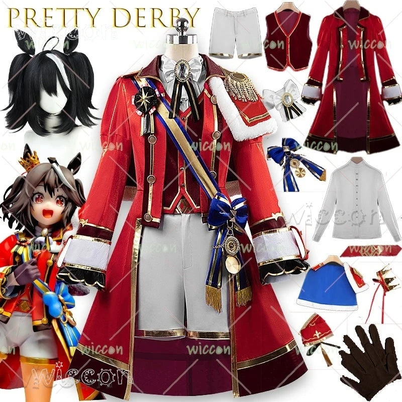 Uma Musume Pretty Derby Kitasan Black Adult Polyester Cosplay Set - suit wig / S