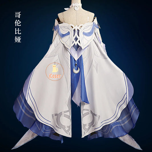 Genshin Impact Columbina Cosplay Costume Wig The Damselette Dress Headwear Eleven Fatui Harbingers Halloween Party Women Girls