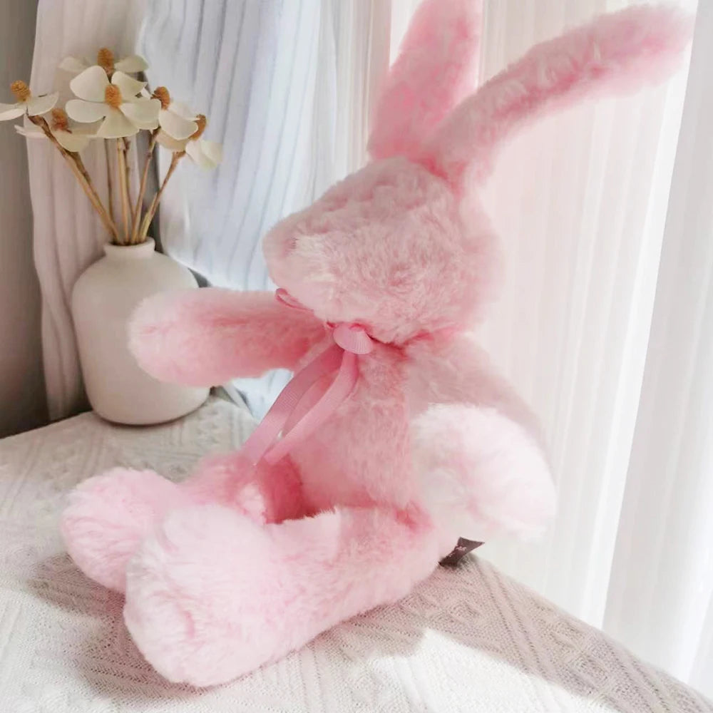 Hand Made Cute Stuffed Animal Pink Easter Bunny Plush Toy Soft Rabbit Plushie Dolls Gift For Girls Girlfriend
