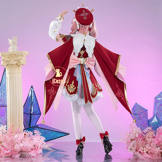 iCoser Honkai Star Rail Hyacine Cosplay Costume Wig Dress Hat Uniform Amphoreus Halloween Party for Women Girls Carnival Props