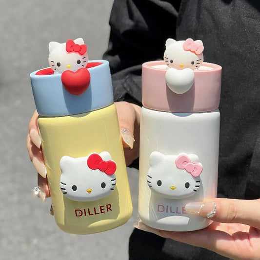 200/280ml Sanrio Cartoon Cute Hello Kitty Portable Tea Separator Water Cup Sealed Leak-Proof 316 Stainless Steel Insulated Cup