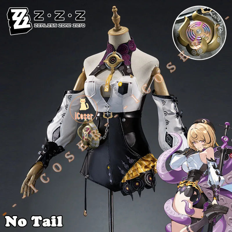 Zenless Zone Zero Yidhari Cosplay Costume Wig Uniform Bodysuit Hat Spook Shack Halloween Party for Women Girls Role Play Outfit
